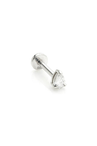 Pomona 14ct Solid White Gold Teardrop Gem Flat Back Stud