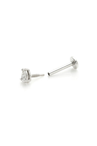 Pomona 14ct Solid White Gold Teardrop Gem Flat Back Stud