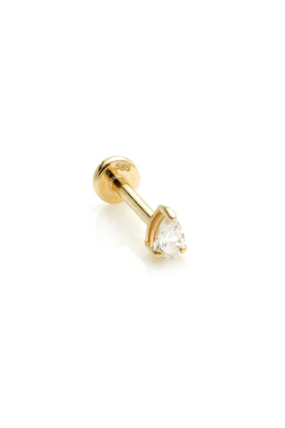 Pomona 14ct Solid Gold Teardrop Gem Flat Back Stud