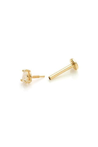 Pomona 14ct Solid Gold Teardrop Gem Flat Back Stud