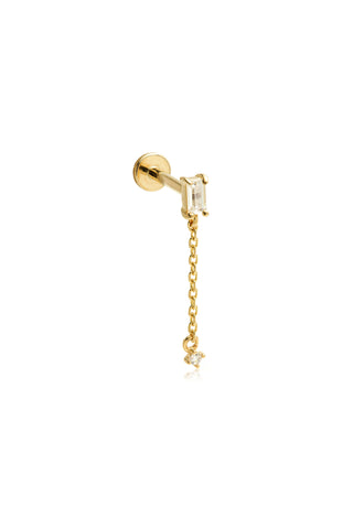 Carmen 14ct Solid Gold Baguette Gem Chain Flat Back Stud