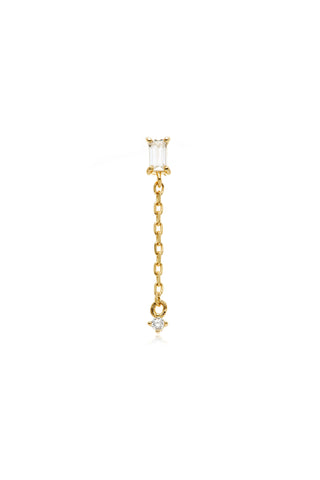 Carmen 14ct Solid Gold Baguette Gem Chain Flat Back Stud