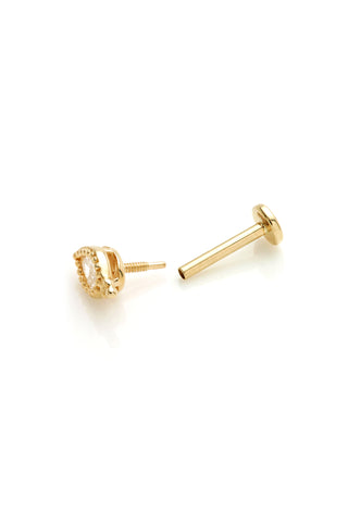 Niobe 14ct Solid Gold Tri Bead Milgrain Pear Flat Back Stud