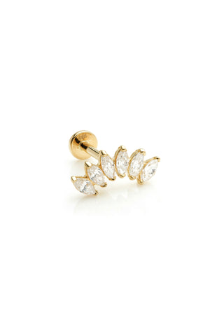 Artemis 14ct Solid Gold Marquise Cluster Flat Back Stud