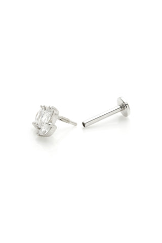 Clementia 14ct Solid White Gold Triple Marquise Cluster Flat Back Stud
