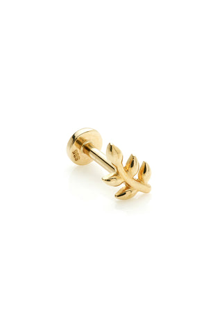 Solid 14ct Gold Leaf Flat Back Stud