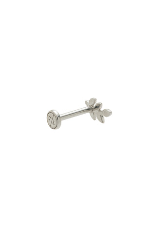 Solid 14ct White Gold Leaf Flat Back Stud