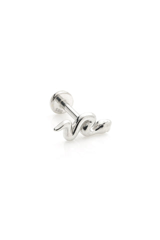 Fauna 14ct Solid White Gold Snake Flat Back Stud