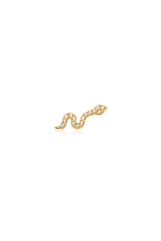 Syn 14ct Solid Gold Jewelled Snake Flat Back Stud