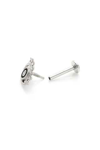 Theia 14ct Solid White Gold Jewelled Eye Flat Back Stud