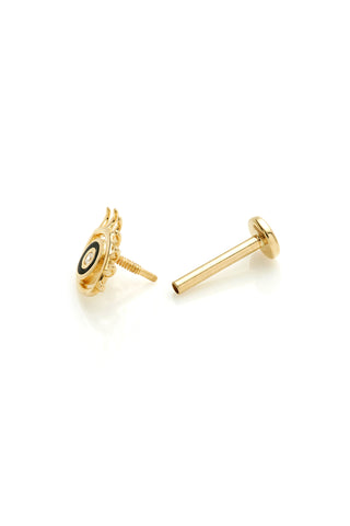Theia 14ct Solid Gold Jewelled Eye Flat Back Stud
