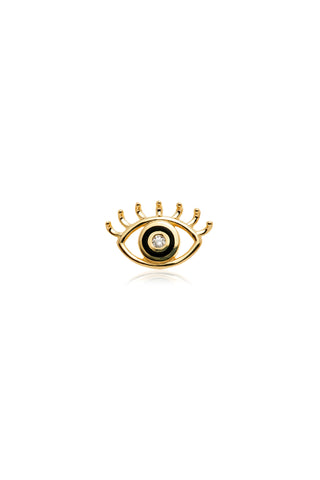 Theia 14ct Solid Gold Jewelled Eye Flat Back Stud