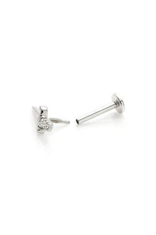 Joanna 14ct Solid White Gold Jewelled Dagger Flat Back Stud