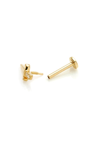 Joanna 14ct Solid Yellow Gold Jewelled Dagger Flat Back Stud