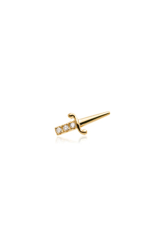 Joanna 14ct Solid Yellow Gold Jewelled Dagger Flat Back Stud