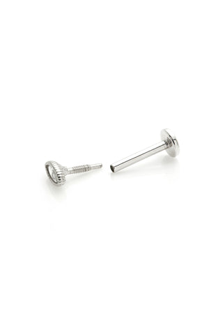 Hebe 14ct Solid White Gold Milgrain Marquise Flat Back Stud