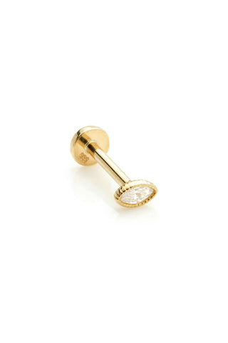 Hebe 14ct Solid Yellow Gold Milgrain Marquise Flat Back Stud