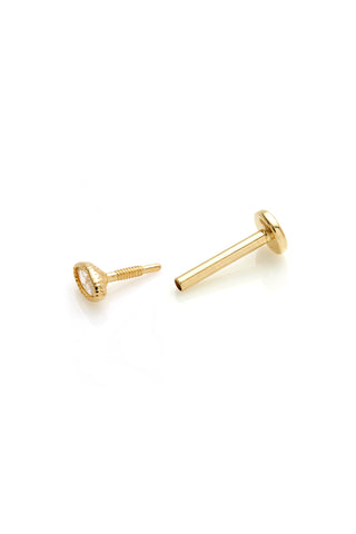 Hebe 14ct Solid Yellow Gold Milgrain Marquise Flat Back Stud