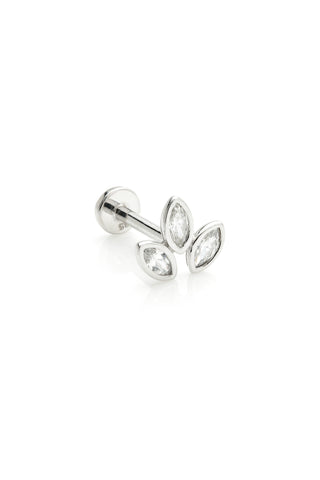 Brigid 14ct Solid White Gold Marquise Lotus Flat Back Stud