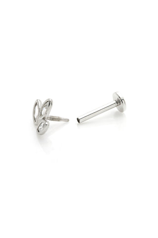 Brigid 14ct Solid White Gold Marquise Lotus Flat Back Stud
