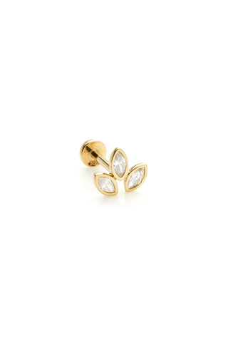 Brigid 14ct Solid Gold Marquise Lotus Flat Back Stud