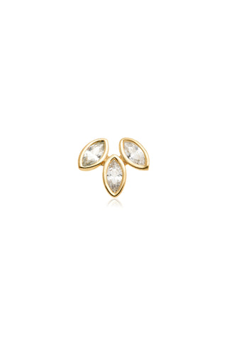 Brigid 14ct Solid Gold Marquise Lotus Flat Back Stud