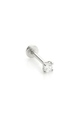 Venus 14ct Solid White Gold Square Prong Flat Back Stud