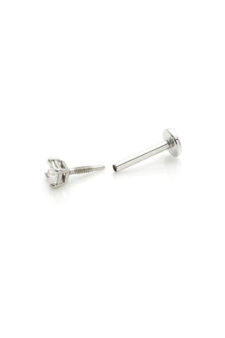 Venus 14ct Solid White Gold Square Prong Flat Back Stud