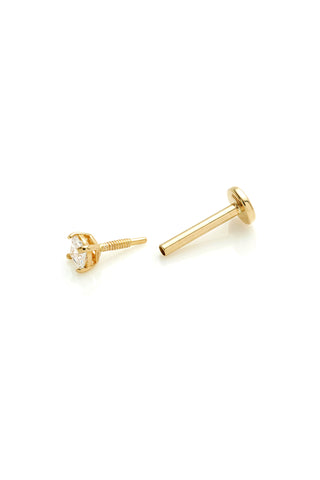 Venus 14ct Solid Yellow Gold Square Prong Flat Back Stud
