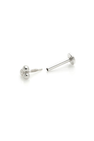Ama 14ct Solid White Gold Triple Ball Flat Back Stud
