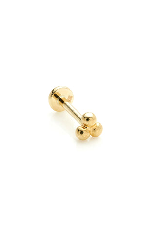 Ama 14ct Solid Gold Triple Ball Flat Back Stud
