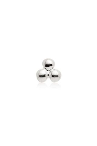 Ama 14ct Solid White Gold Triple Ball Flat Back Stud
