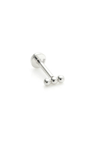 Nanna 14ct Solid White Gold Triple Bead Flat Back Stud
