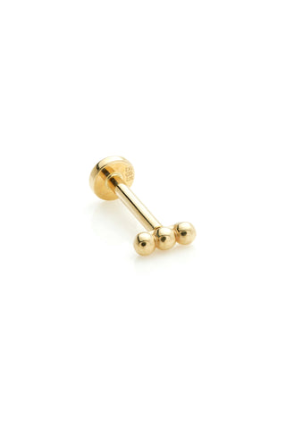 Nanna 14ct Solid Yellow Gold Triple Bead Flat Back Stud