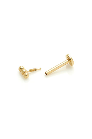 Nanna 14ct Solid Yellow Gold Triple Bead Flat Back Stud