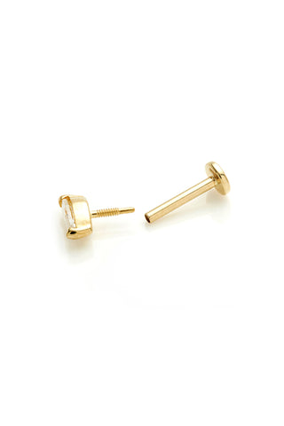 Oya 14ct Solid Gold Jewelled Marquise Flat Back Stud