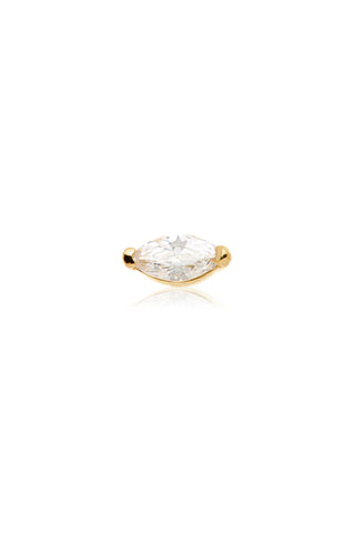 Oya 14ct Solid Gold Jewelled Marquise Flat Back Stud