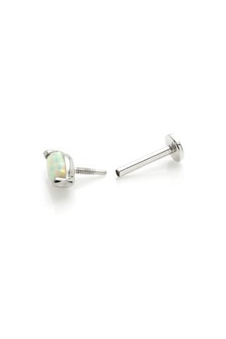 Amphitrite 14ct Solid White Gold Opal Marquise Flat Back Stud