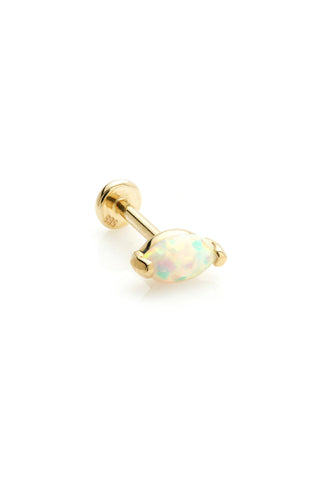 Amphitrite 14ct Solid Gold Opal Marquise Flat Back Stud
