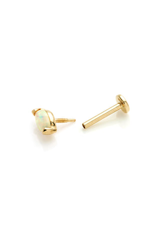 Amphitrite 14ct Solid Gold Opal Marquise Flat Back Stud