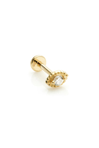 Hydra 14ct Solid Yellow Gold Diamond Milgrain Pear Flat Back Stud