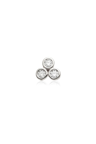 Nefertiti 14ct Solid White Gold Diamond Trio Flat Back Stud