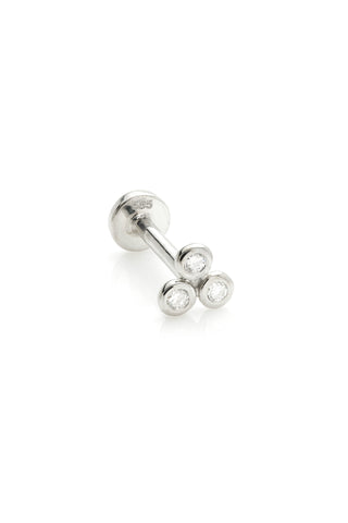 Nefertiti 14ct Solid White Gold Diamond Trio Flat Back Stud