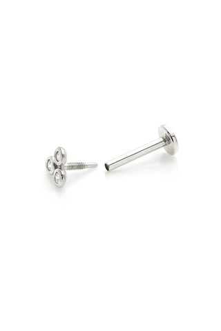 Nefertiti 14ct Solid White Gold Diamond Trio Flat Back Stud