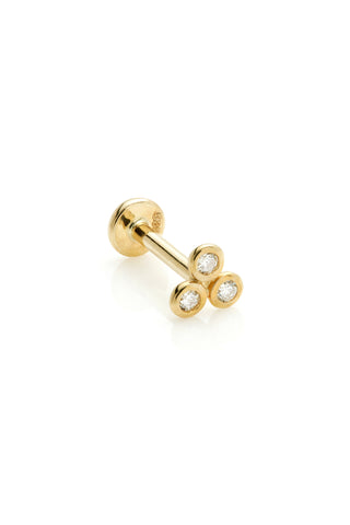 Nefertiti 14ct Solid Gold Diamond Trio Flat Back Stud