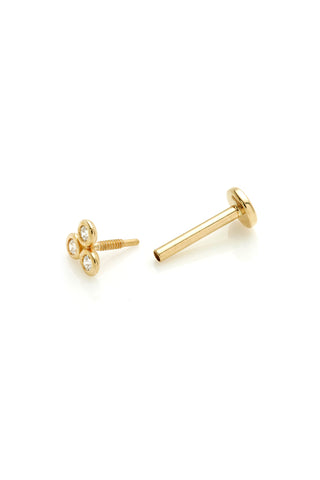 Nefertiti 14ct Solid Gold Diamond Trio Flat Back Stud