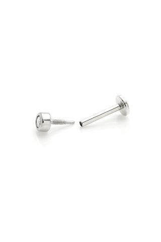Siren 14ct Solid White Gold Diamond Bezel Flat Back Stud