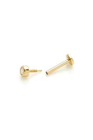 Siren 14ct Solid Gold Diamond Bezel Flat Back Stud