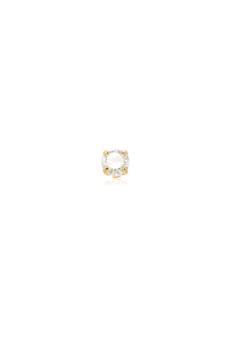 Solid 14ct Gold Prong Set Diamond Flat Back Stud Earring - Gold