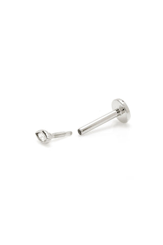 Solid 14ct Gold Milgrain Marquise Diamond Flat Back Stud Earring - White Gold
